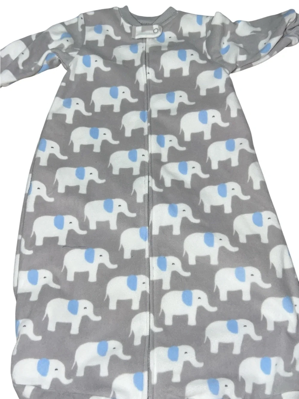 Kids Grey Elephant Print Fleece Pajama Sleep Sack - carters